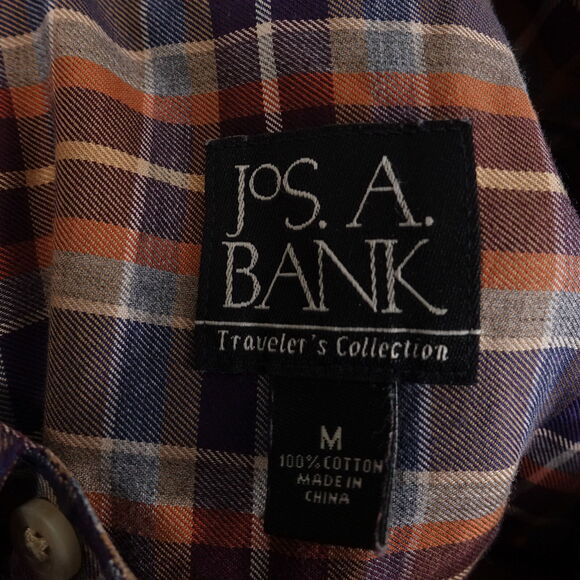 JOS A BANK TRAVELER'S COLLECTION PLAID BUTTON DOWN SHIRT MENS SIZE M MEDIUM - Picture 6 of 6
